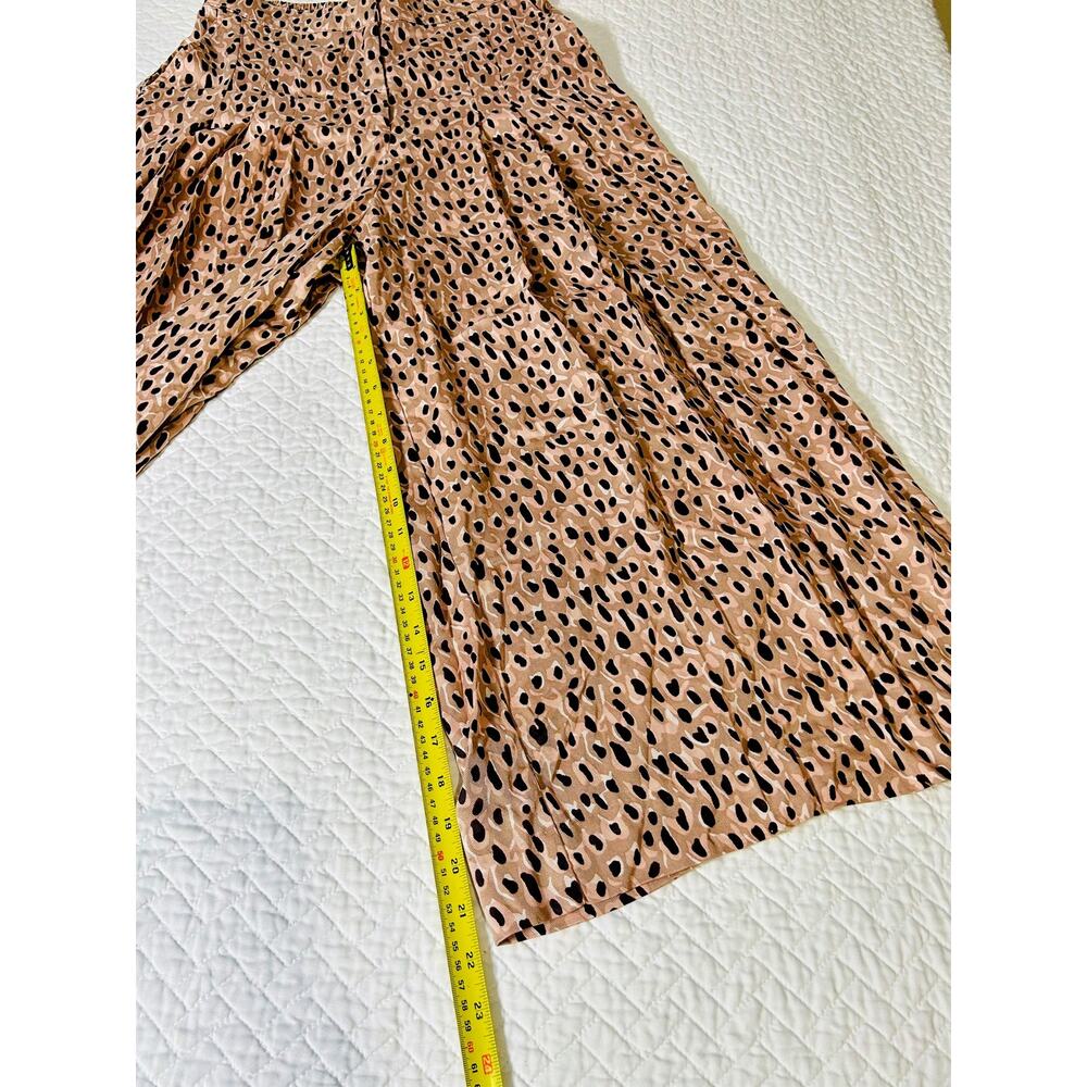 Anthropologie Wide Leg Pleated Brown & Pink Leopard Pants- Small - Picture 4 of 10